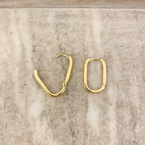 925 Sterling Silver Oval Huggies U Shaped Earrings Small Hoop Earrings - Picture 5 of 9